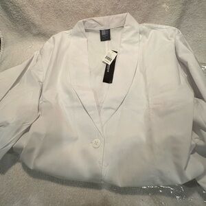 White Blazer with Button Detail New XL By Medgear medical nurse lab jacket